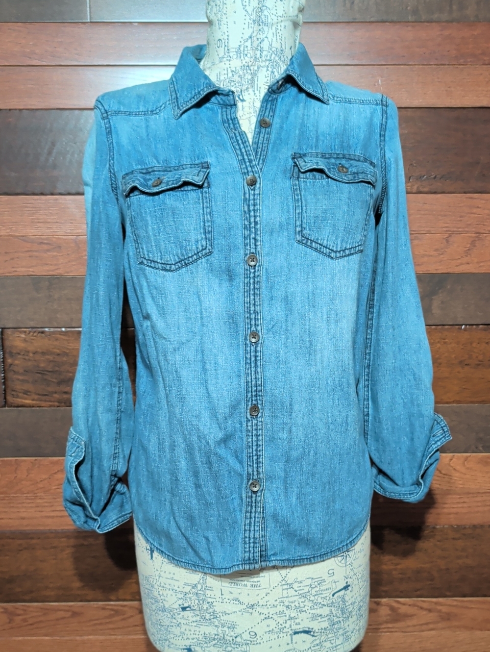 Sonoma Classic Blue Denim Button-Up Shirt